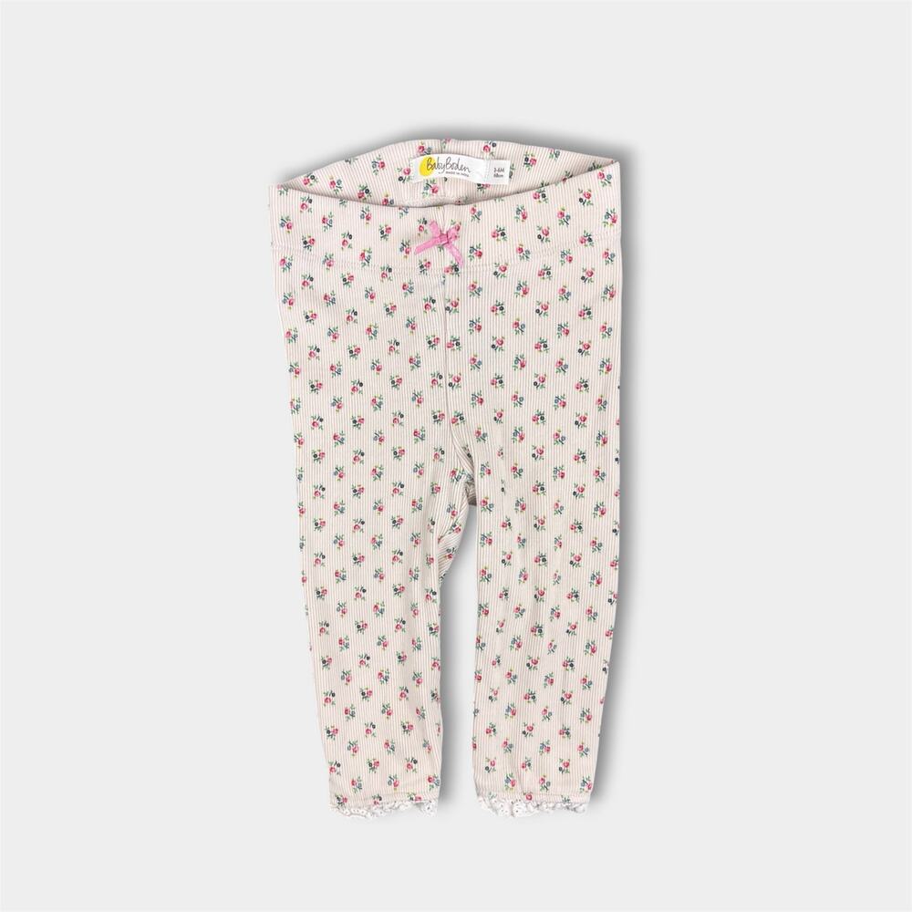 Mini Boden Floral Ribbed Bow Pants 3-6 Months